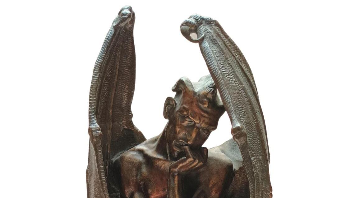 Jean-Jacques Feuchère (1807-1852), Satan, 1833, bronze à patine brune, signé à l’arrière,... Romantique et mélancolique Satan