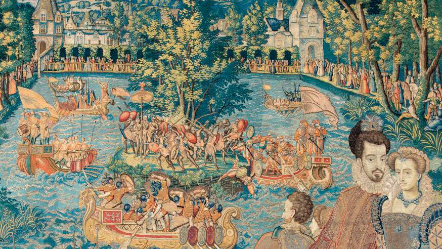 The assault of an island on the lake at the Château de Fontainebleau (detail) The Valois Tapestries Return to Écouen