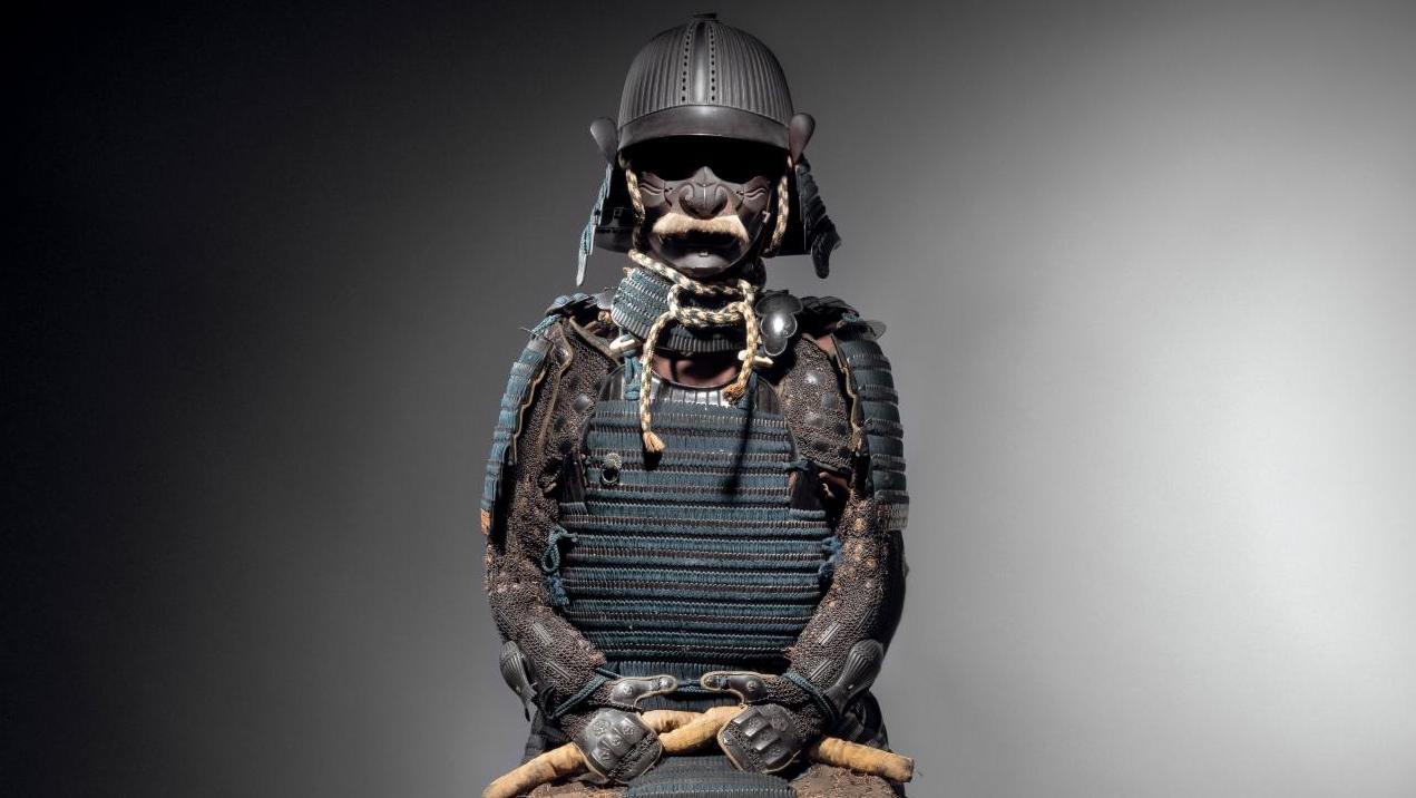 Époque Edo (1603-1868), XVIIe siècle. Armure composite en fer et bois laqué noir,... Un armure du Japon des samouraïs