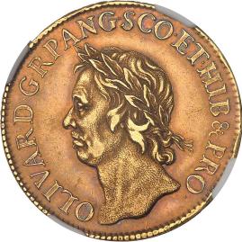 Cromwell sur une monnaie de Thomas Simon