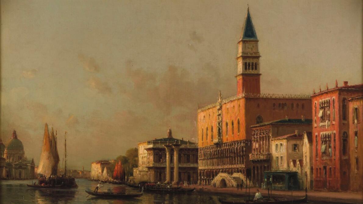 Antoine Bouvard (1870-1955), Vue de Venise : le Grand Canal au palais des Doges,... Une soirée sur le Grand Canal par Bouvard