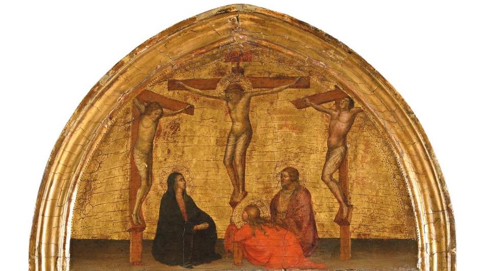 Mariotto di Nardo (actif entre 1394 et 1424), La Vierge et l’Enfant entourés de saint... Une Vierge à l’Enfant à la douceur franciscaine