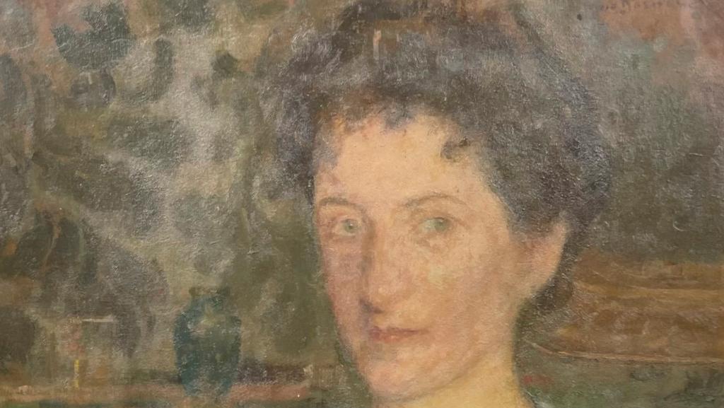 Olga Boznanska (1865-1940), Portrait de femme, huile sur carton signée « O BOZANSKA »,... Les yeux dans les yeux avec Olga Boznanska