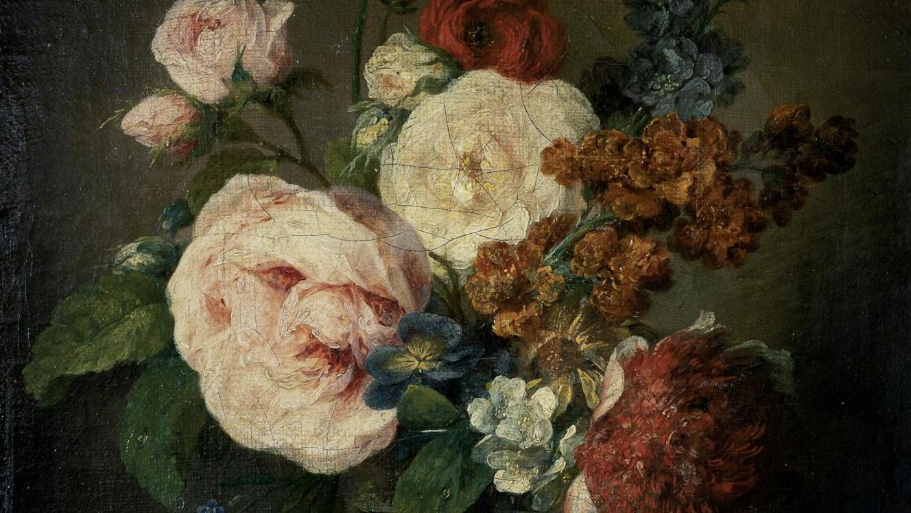 Anne Vallayer-Coster (1744-1818), Vase de fleurs, huile sur toile, 32,5 x 28 cm.... Anne Vallayer-Coster ou les fleurs du succès