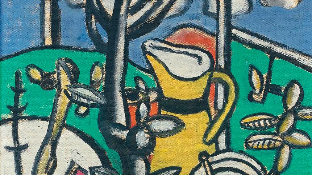Fernand Léger (1881–1955), Yellow Vase in a Landscape, 1948, oil on canvas signed... Fernand Léger, Modernity Mingles with Tradition