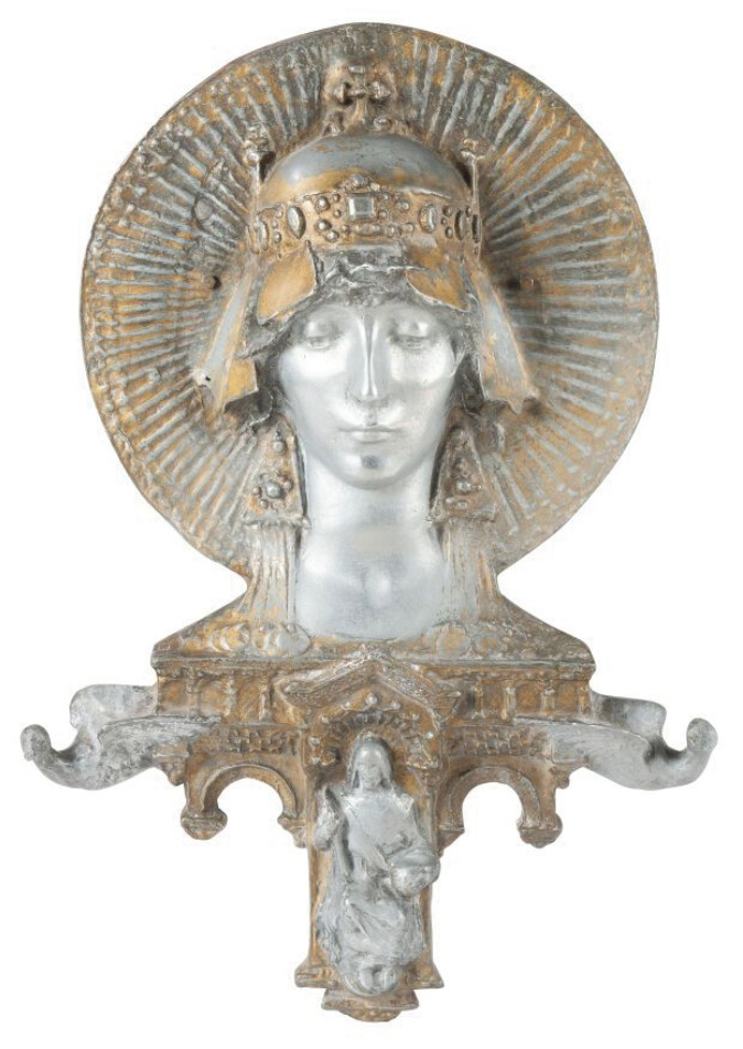 Jean Rivière (1853-1924), école toulousaine, Théodora, sculpture en fonte d’aluminium à double patine argent et or, 78 x 54,5 x 15 cm. Bor