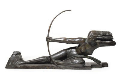 7 874 € Marcel-André Bouraine (1886-1948), Penthésilée, reine des Amazones, bronze, patine brun-noir, fonte à cire perdue de Susse, signée