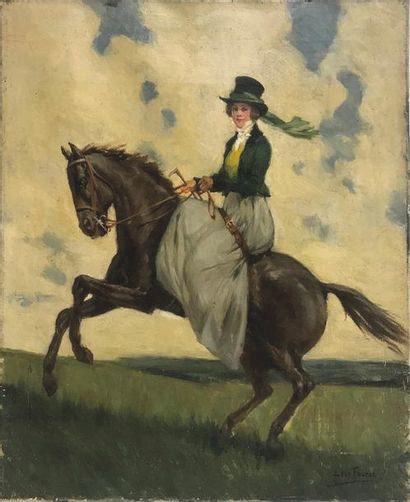 1 024 € Léon Jean Joseph Fauret (1863-1955), Amazone, vers 1920, huile sur toile, 41 x 32 cm.8, rue Saint-Marc, Paris IIe, 20 novembre 202