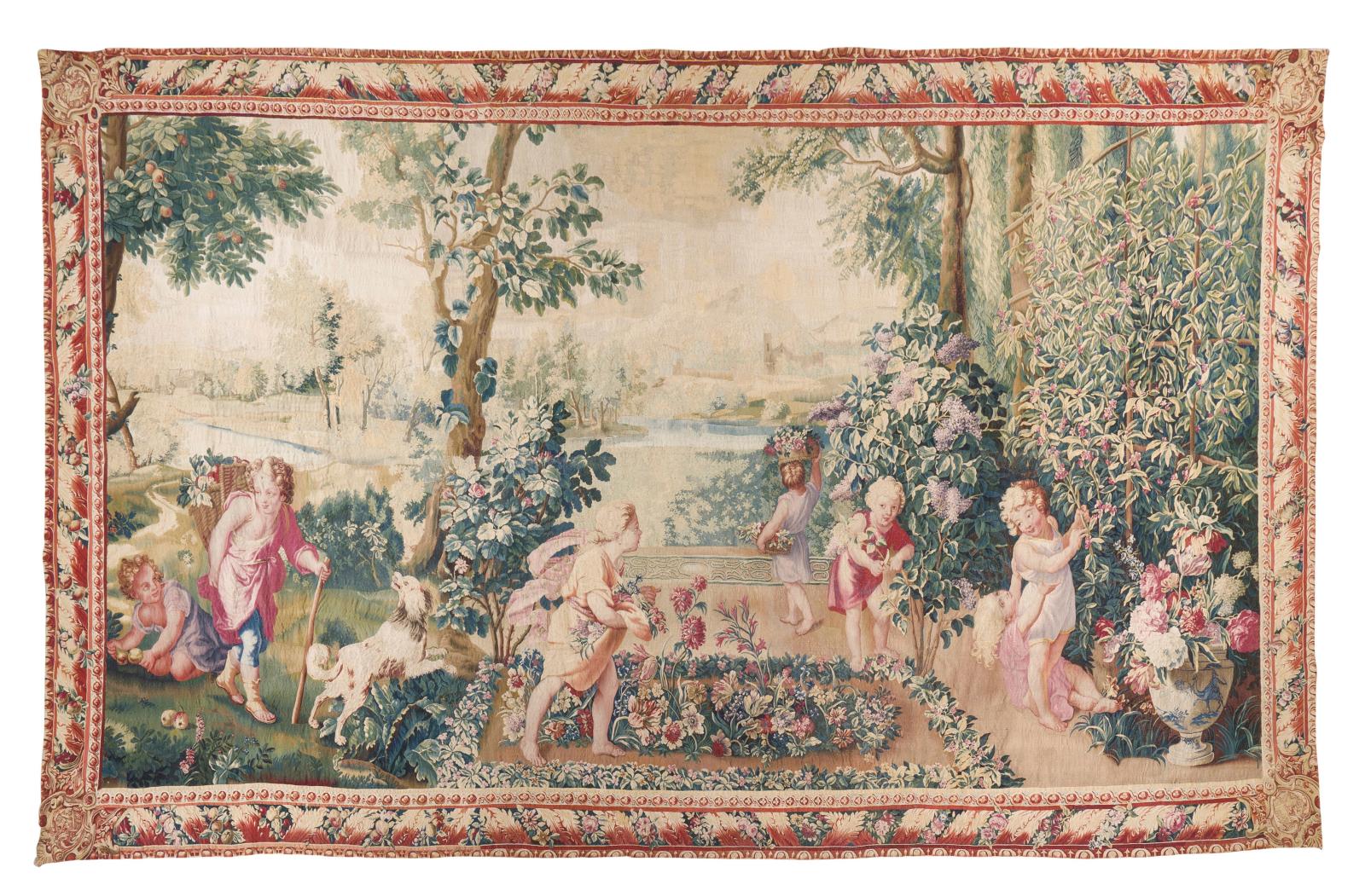 Manufacture royale des Gobelins, vers 1720. Le Grand Printemps, tapisserie en laine et soie, 191 x 500 cm. Estimation : 15 000/20 000 €