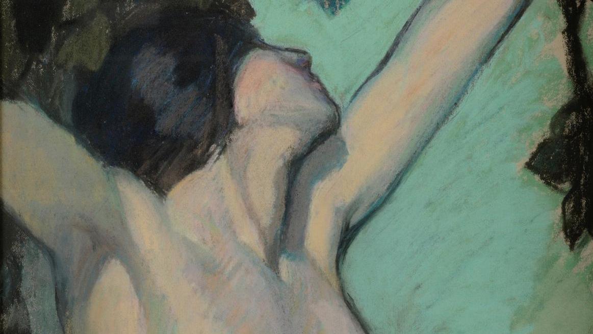 Henriette Morel (1883-1956), Femme aux bras levés, vers 1920, pastel sur papier,... Artistes lyonnaises à la Fondation Renaud