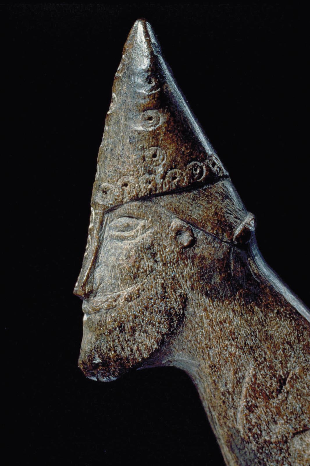 Suède, Sigtuna, XIe siècle. Tête de viking, bois d'élan (?), détail. © Sigtuna Museum and Art © Photo Swedish History Museum / SHM (CC BY)