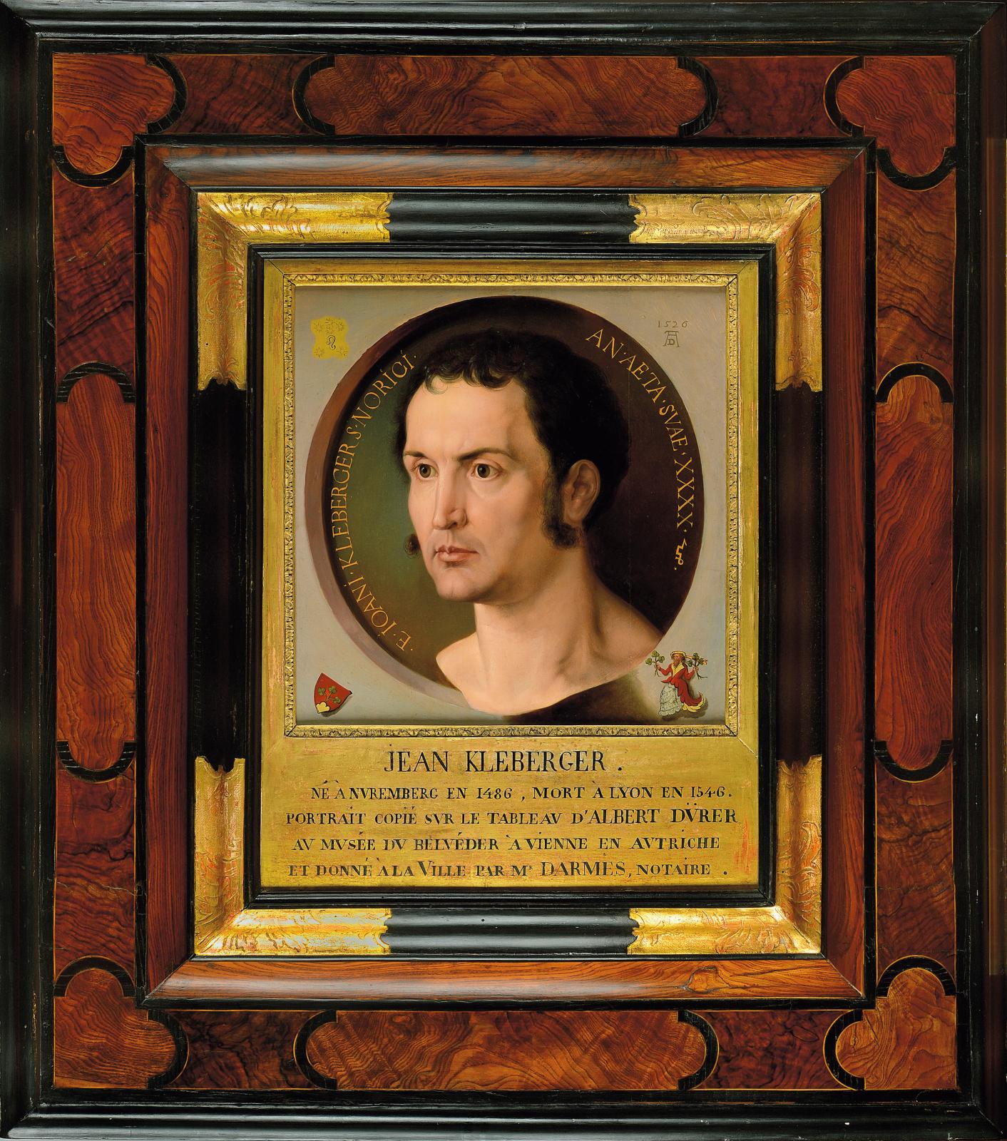 Anonyme (d’après Albrecht Dürer), Portrait de Jean Kleberger, XIXe siècle, huile sur toile, musée d’histoire de Lyon – Gadagne. © Pierre A
