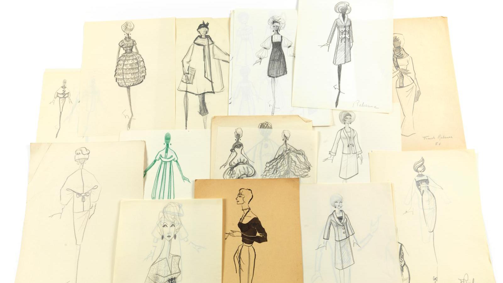 Paco Rabanne (1934-2023), ensemble de 55 dessins de robes dont 14 signés, essentiellement... Paco Rabanne à Portsall, le dernier refuge du métallurgiste de la mode