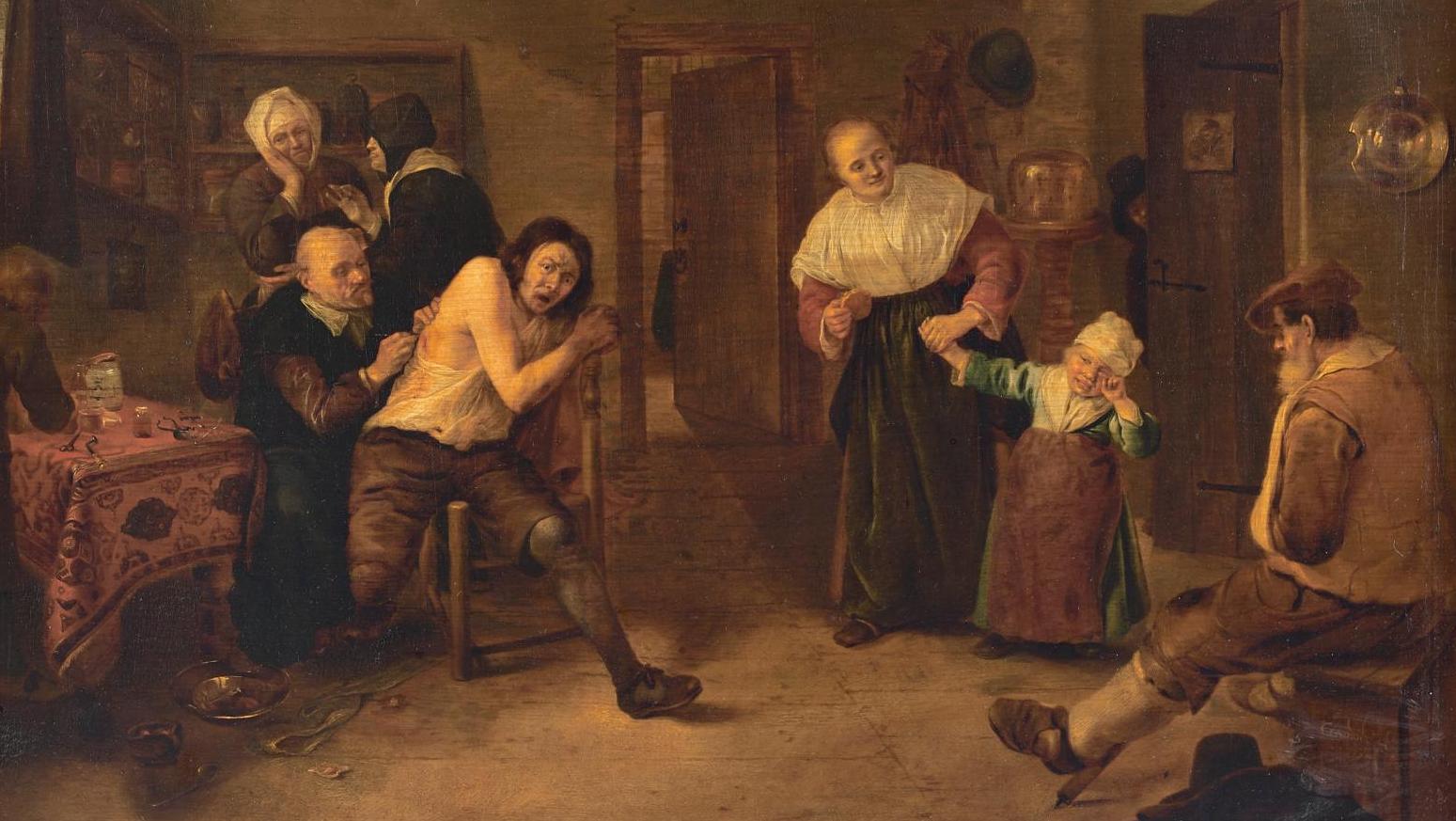 Gerrit Lundens (1622-1686), Le Chirurgien, 1652, panneau de chêne non parqueté, une...  Gerrit Lundens, un peintre chirurgien malgré lui