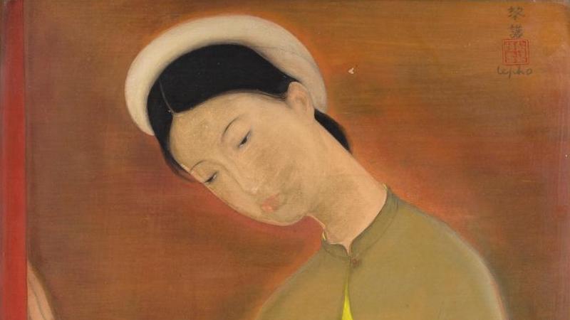 Lé Phô (1907-2001), Sur la terrasse, vers 1940, encre et couleur sur soie, 57 x 38,1 cm.Estimation :... Lé Phô sur la terrasse vers 1940