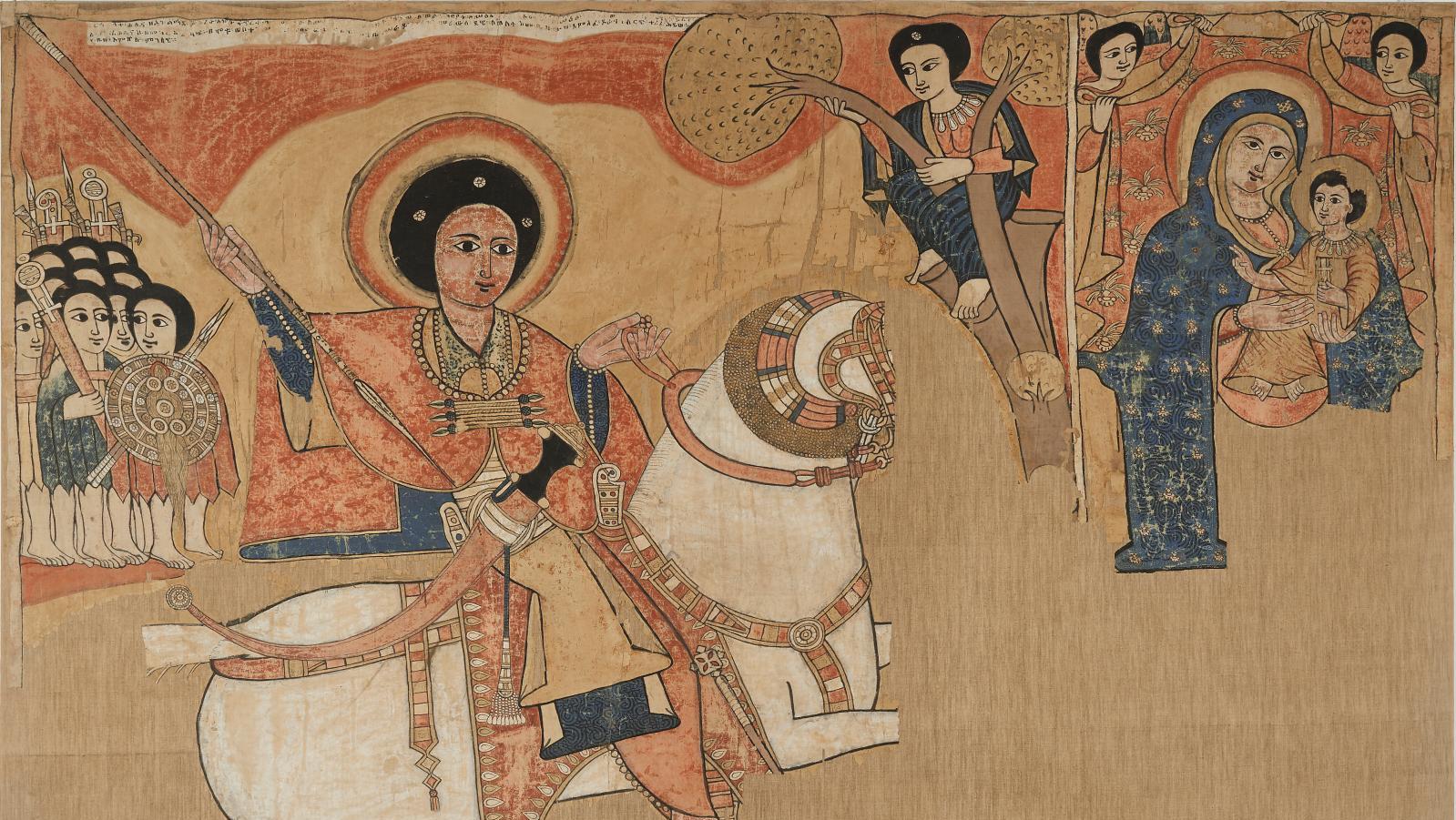 Éthiopie, XVIIe siècle (ou antérieur). Saint Georges terrassant le dragon, la Vierge... De rares peintures éthiopiennes du XVIIe siècle  