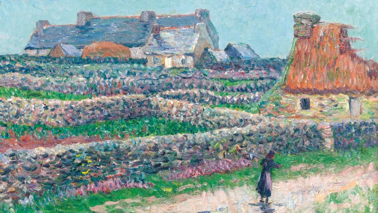 Henry Moret (1856-1913), Les Murets bleus à Ouessant, huile sur toile, vers 1903,... Aux couleurs de la Bretagne et de l’Extrême-Orient