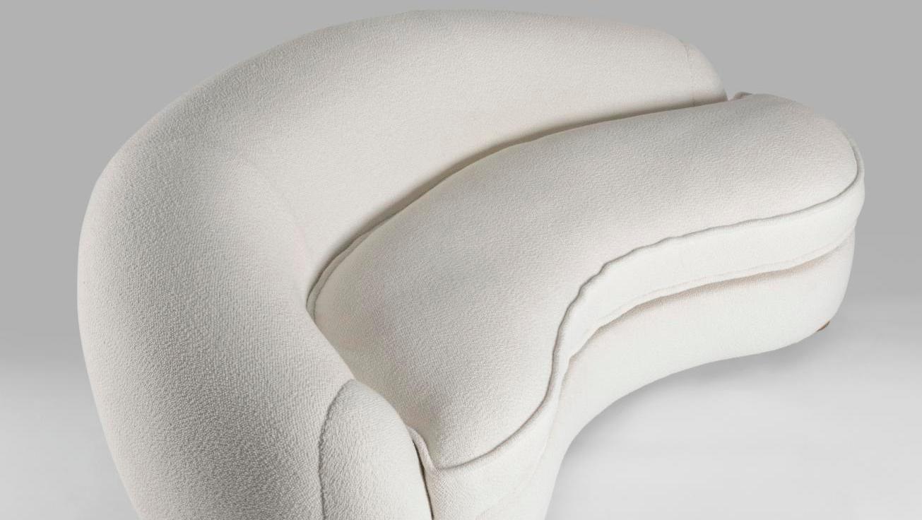 Jean Royère (1902-1981), fainting couch, version of the Polar Bear sofa, completely... A Previously Unseen Version of Jean Royère’s Polar Bear 