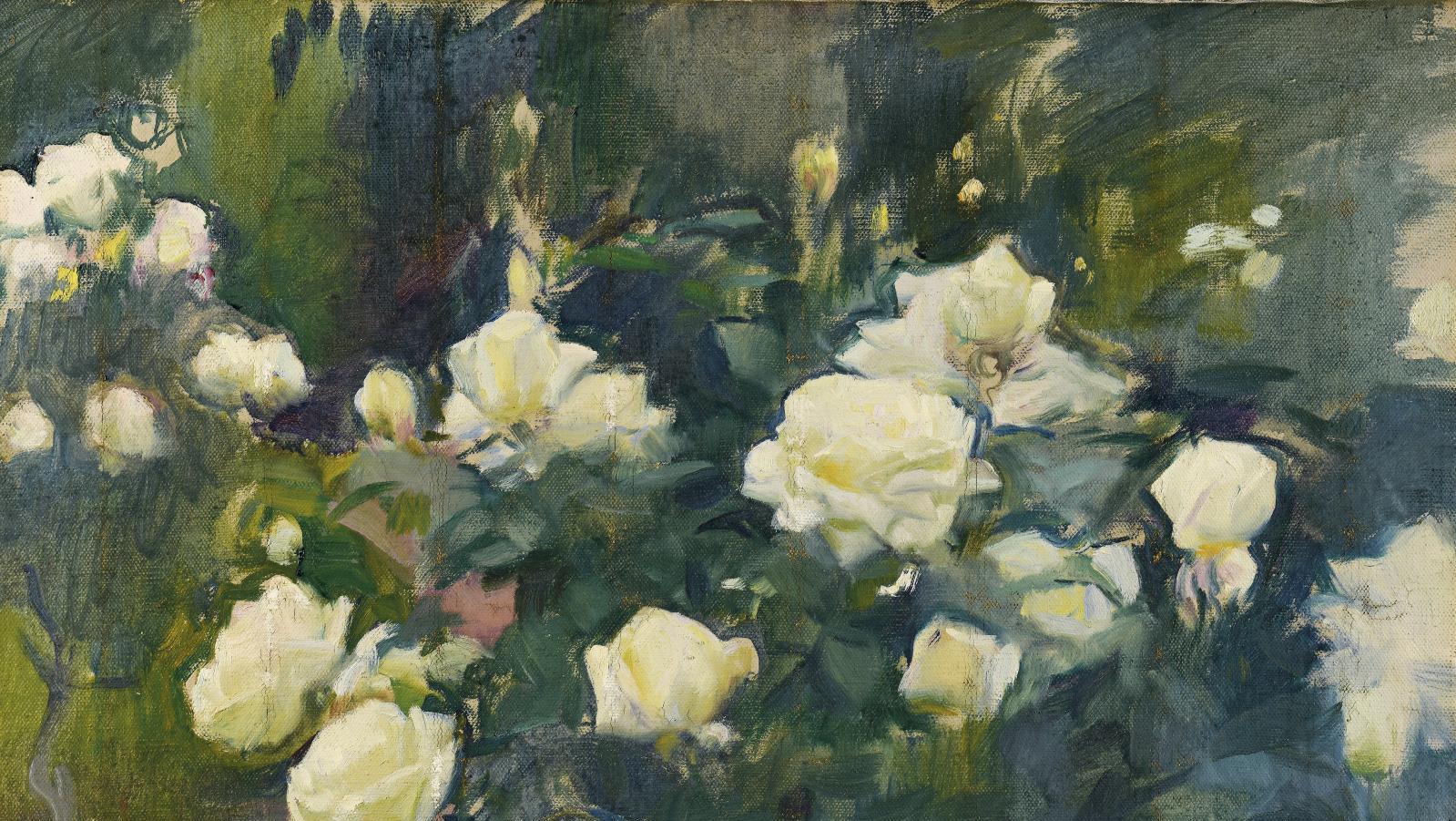 Joaquín Sorolla y Bastida (1863-1923), Les Roses blanches, huile sur toile, 1916-1919,... Les roses madrilènes de Sorolla y Bastida 