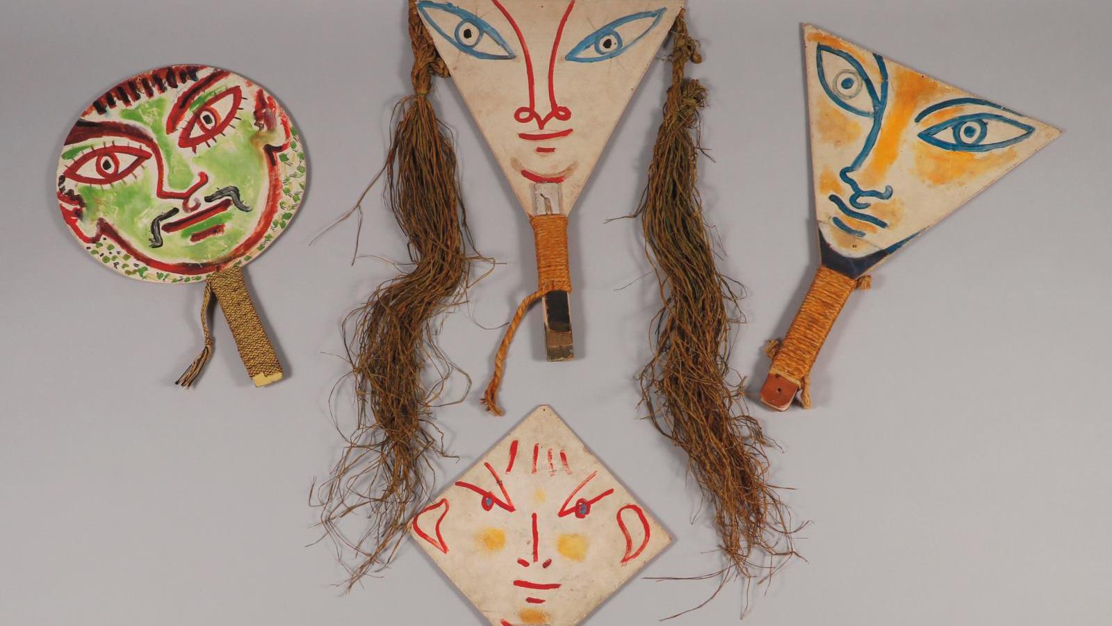 Jean Cocteau (1889-1963), quatre masques créés pour L’Épouse injustement soupçonnée,... Le petit théâtre de Jean Cocteau