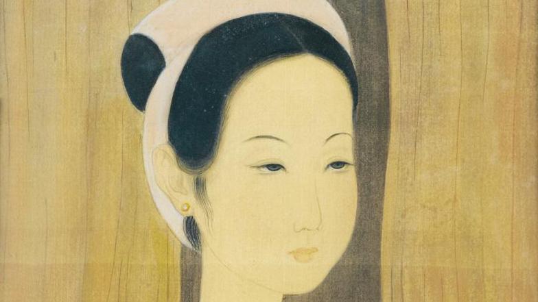 Mai-Thu (1906-1980), Jeune Vietnamienne au ruban blanc, 1942, gouache et encre sur... Mai-Thu et Tara, des sourires d’Asie 