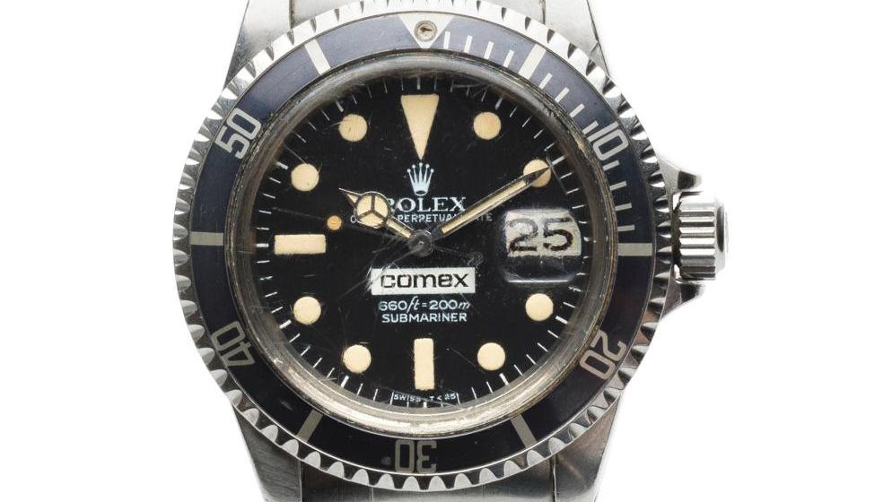 Rolex Submariner réf. 1680 «Comex», montre-bracelet en acier, cadran noir mat, mentions... Rolex dans l’ivresse des profondeurs