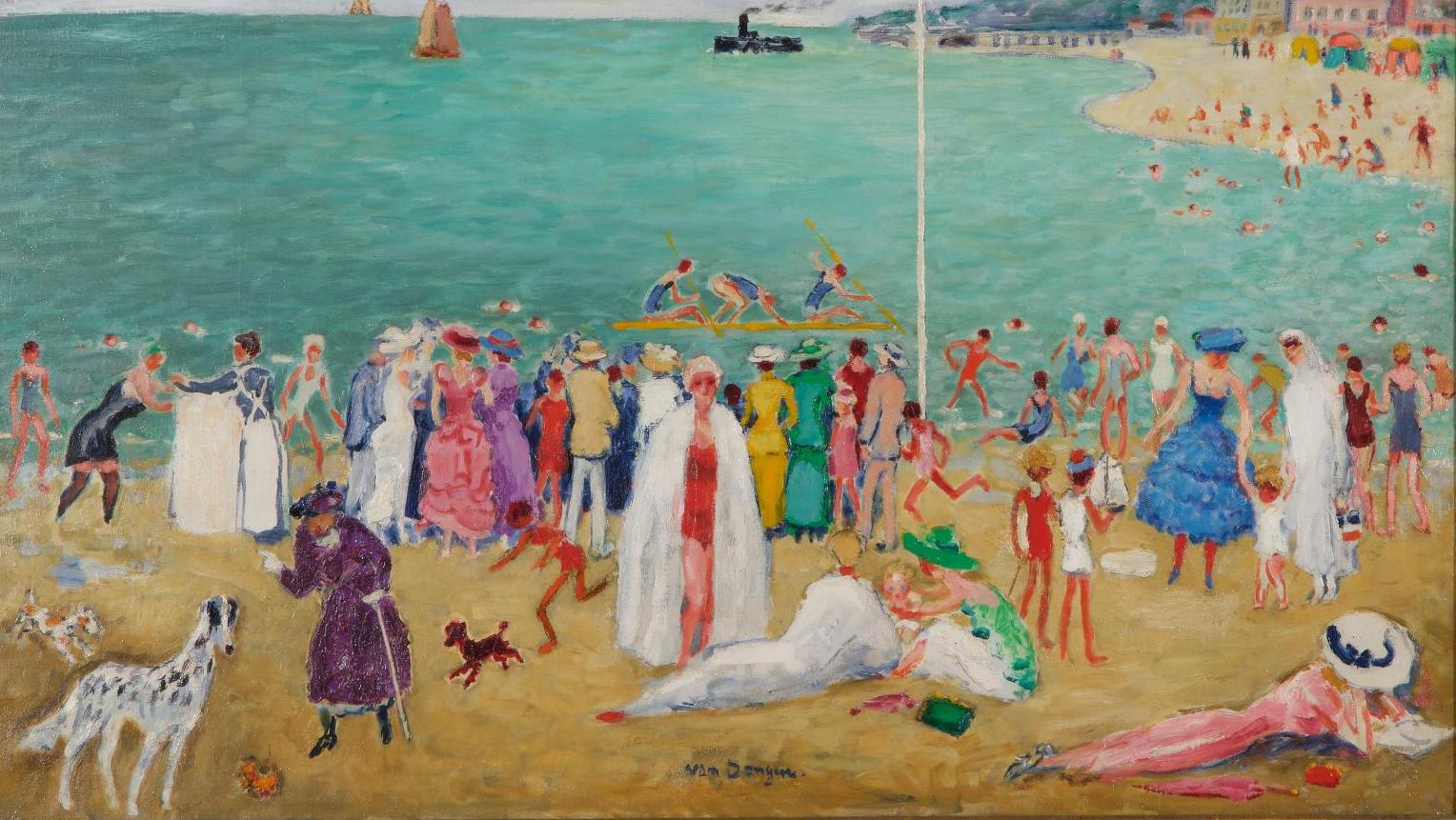 Kees Van Dongen (1877-1968) Les Beaux Jours, plage de Deauville, circa 1948-1952,... Kees Van Dongen, un peintre adepte des planches de Deauville