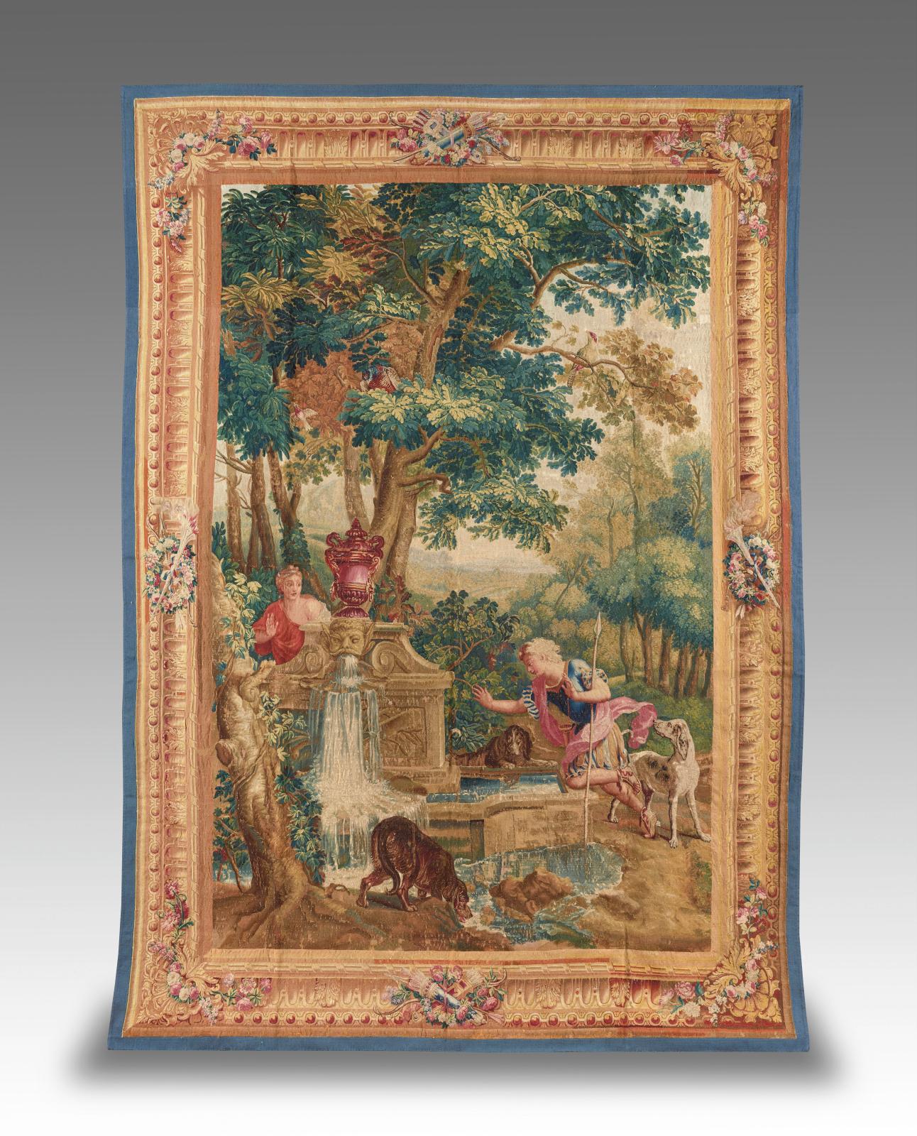 Manufacture des Gobelins, première moitié du XVIIe siècle, tapisserie de Narcisseet Écho (détail), collection fondation Étrillard. © Chris