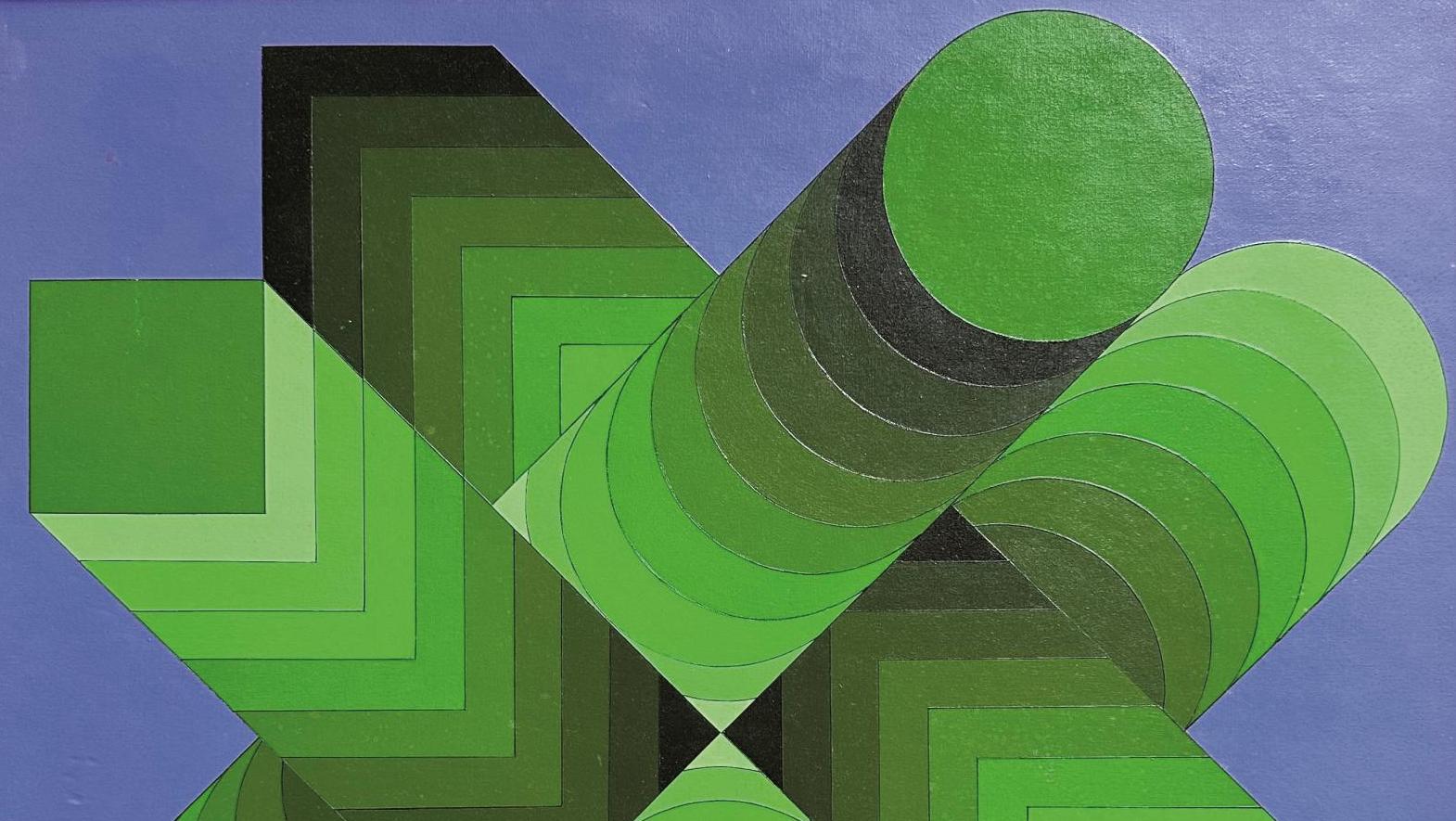 Victor Vasarely (1908-1997), Essex-II, 1976-77, acrylique sur panneau, 46 x 46 cm. Adjugé :... Vasarely, les couleurs récompensées