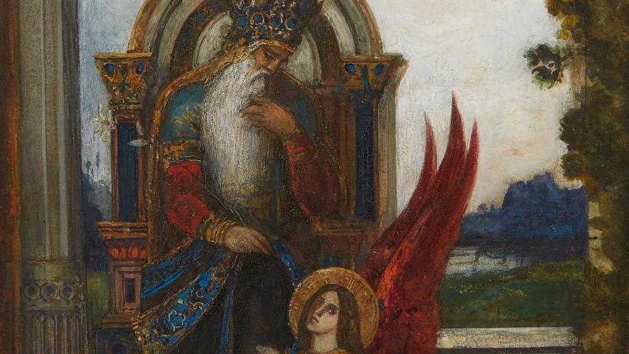 Gustave Moreau (1826-1898), Le Roi David (King David), gouache and gold highlights,... King David, One of Gustave Moreau's Most Beautiful Themes 