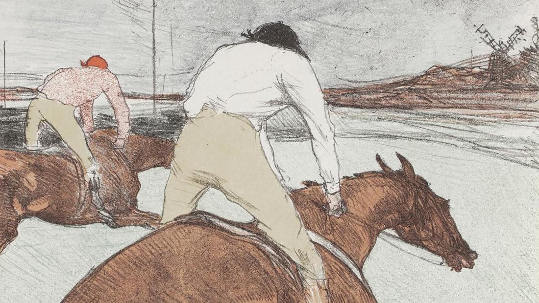 Henri de Toulouse-Lautrec (1864-1901), "Le Jockey", 1899, lithograph, colour proof... Final Curtain for the Petiet Prints