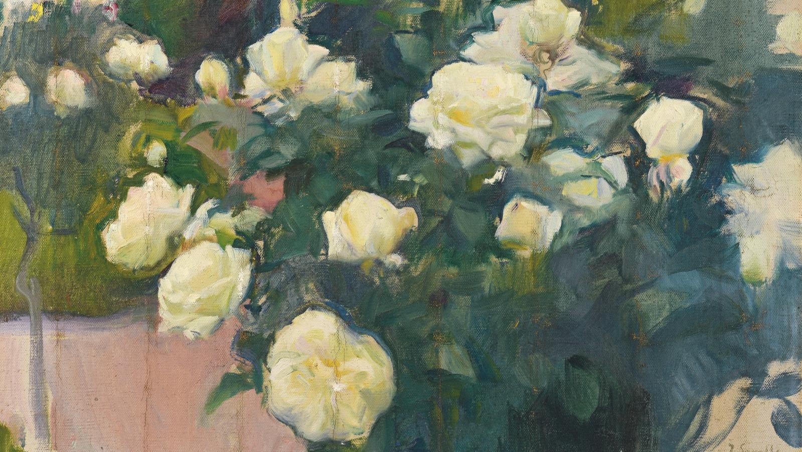 Joaquín Sorolla y Bastida (1863-1923), Les Roses blanches, 1916-1919, huile sur toile,... Le parfum enivrant des roses de Sorolla 