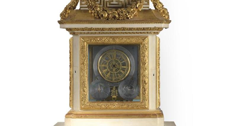 Attribuée à Jean-Louis Bouchet (1737-1792), pendule astronomique monumentale montrant... Une monumentale pendule astronomique attribuée à Jean-Louis Bouchet