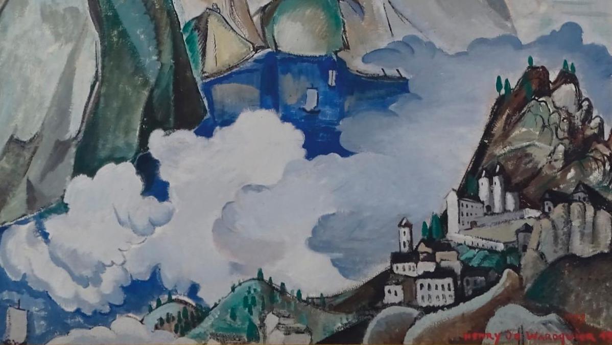 Henry de Waroquier (1881-1970), Nuages sur la montagne, composition tirée des lacs... Waroquier ou l’air pur des cimes alpestres