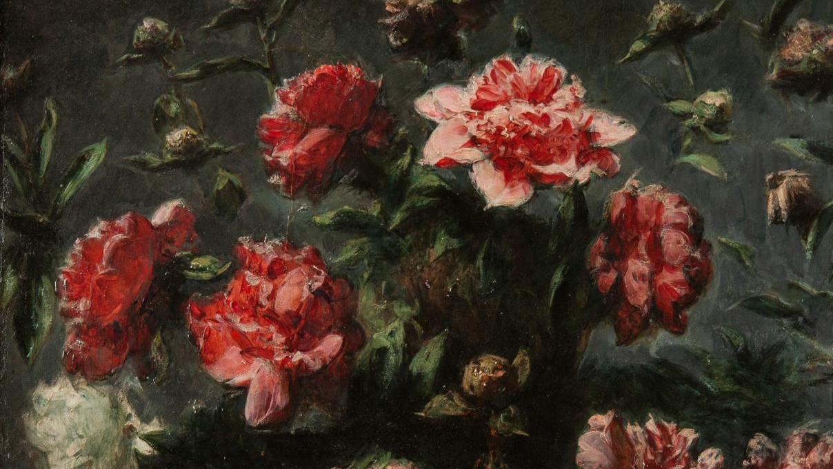 Eugène Delacroix (1798-1863), Bouquet de pivoines, huile sur toile, 80,5 x 66 cm.... Des pivoines pour Delacroix
