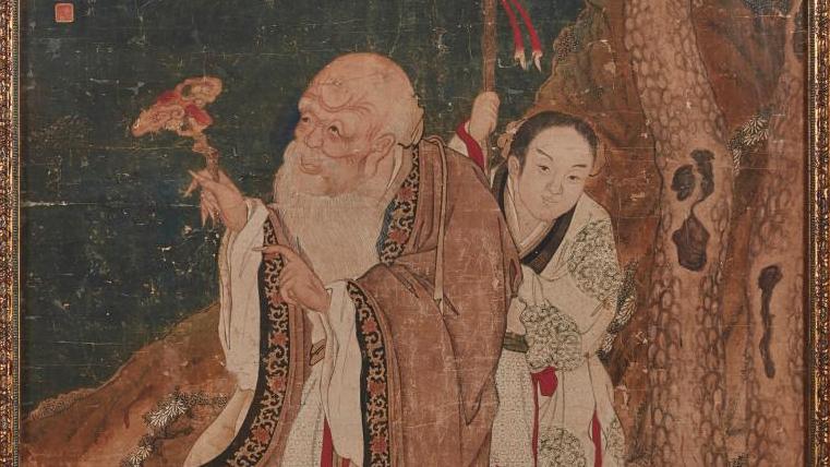 Attribué à Gu Jianlong (1606-après 1687), Dieu de la longévité, encre, 216 x 107... Asian Art in London de retour avec une édition estivale 