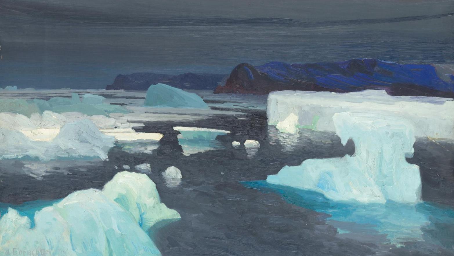 Alexandre Borisoff (1866-1934), Les Glaciers, mer de Kara, 1906, huile sur toile,... L’Univers sans l’homme à Valence