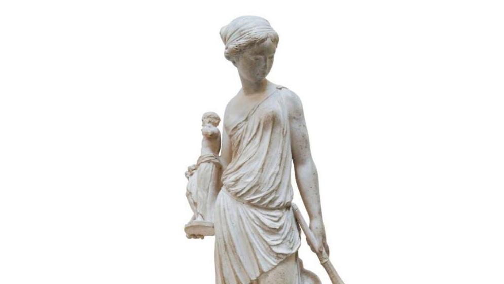 Augustin Pajou (1730-1809), La Paix tenant de la main droite la statue de Plutus,... Une paix bien menée par Pajou
