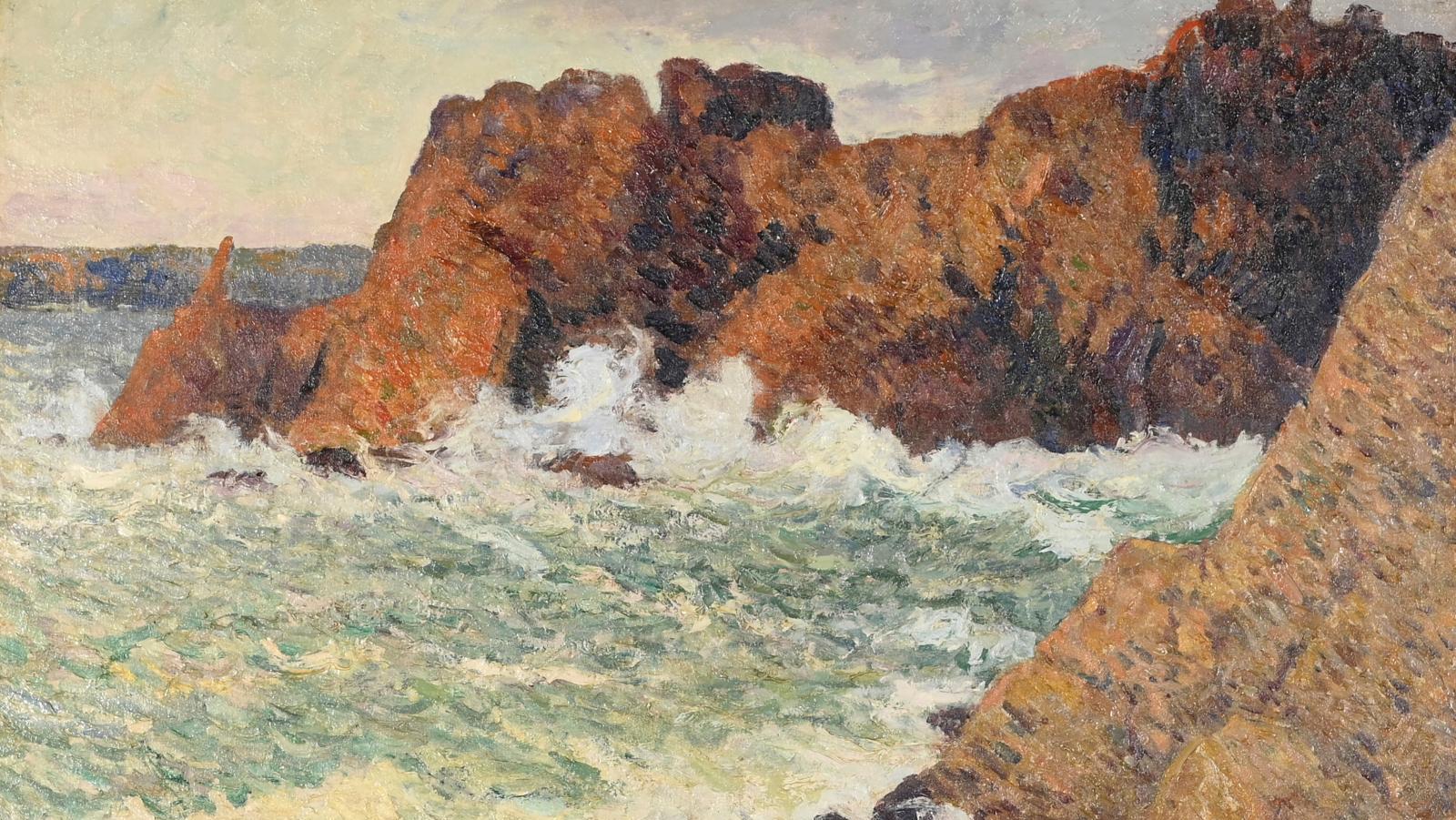 Maxime Maufra (1861-1918), Côte rocheuse, Morgat, huile sur toile, 60 x 73 cm. Estimation :...  Maxime Maufra : un peintre et la mer