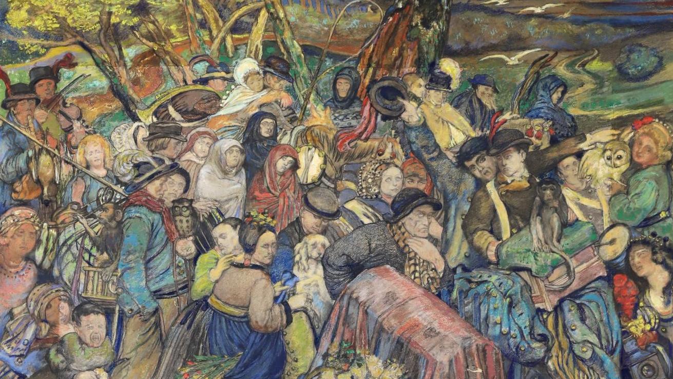 Henri de Groux (1866-1930), La Tribu prophétique, pastel sur papier marouflé sur... Henri de Groux, peinture prophétique