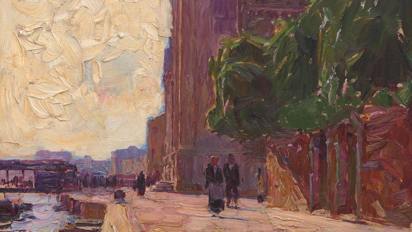 Carl Moll (1861-1945), Venedig, Zattere, 1926, huile sur panneau, 34 x 35,2 cm.Estimation :... Carl Moll à Venise