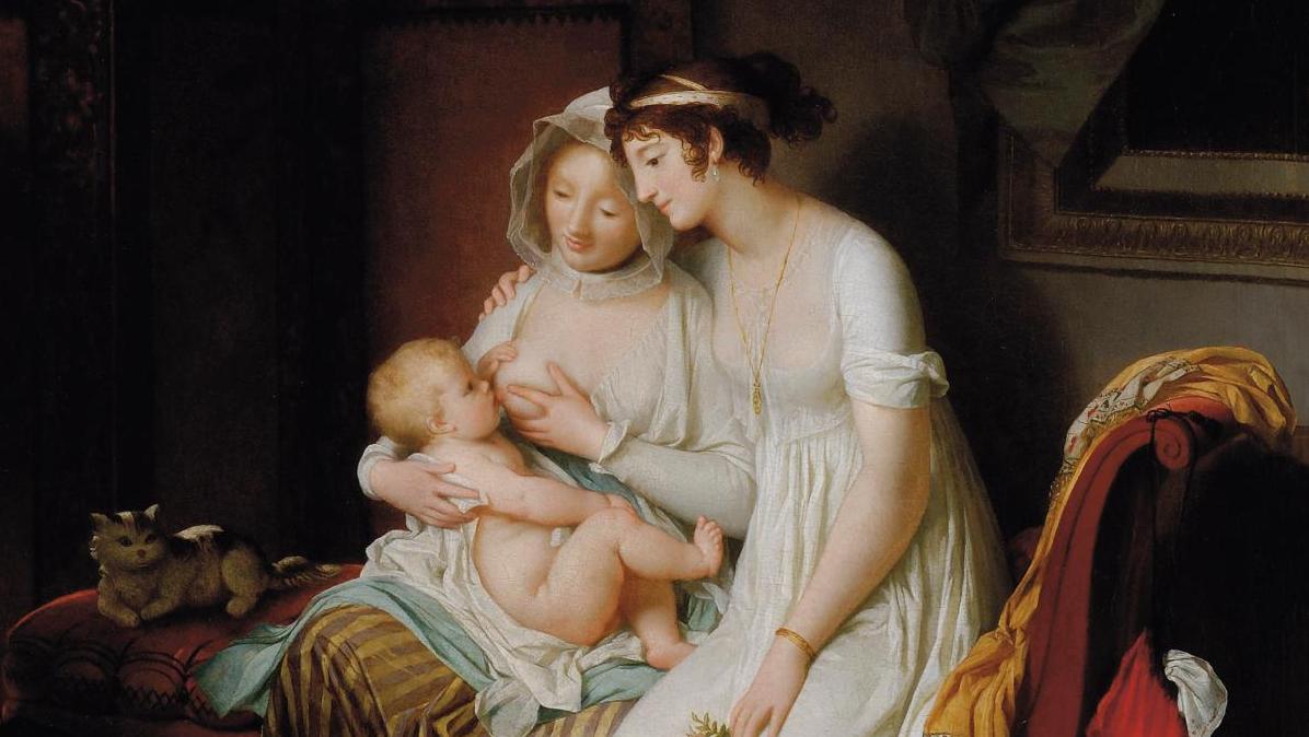 Marguerite Gérard (1761-1837), Une femme allaitant son enfant regardée par son amie,... Marguerite Gérard