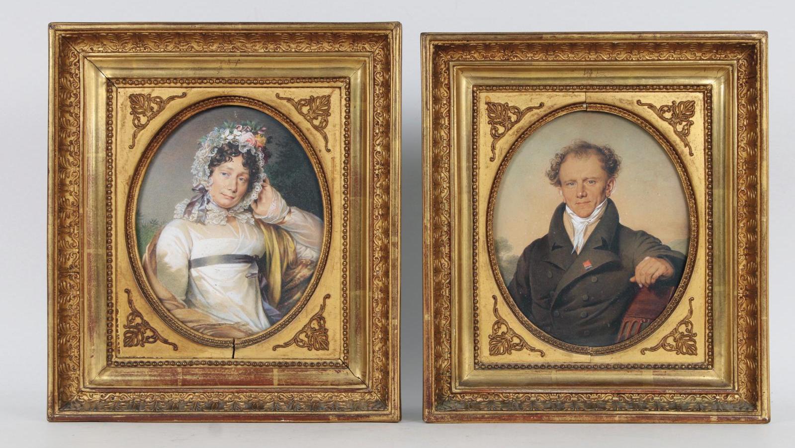 Jean-Urbain Guérin (1761-1836), Portraits de Jacques Eberhard Bapst et de Marie Nicole... Portraits d’un joaillier du roi et de son épouse 