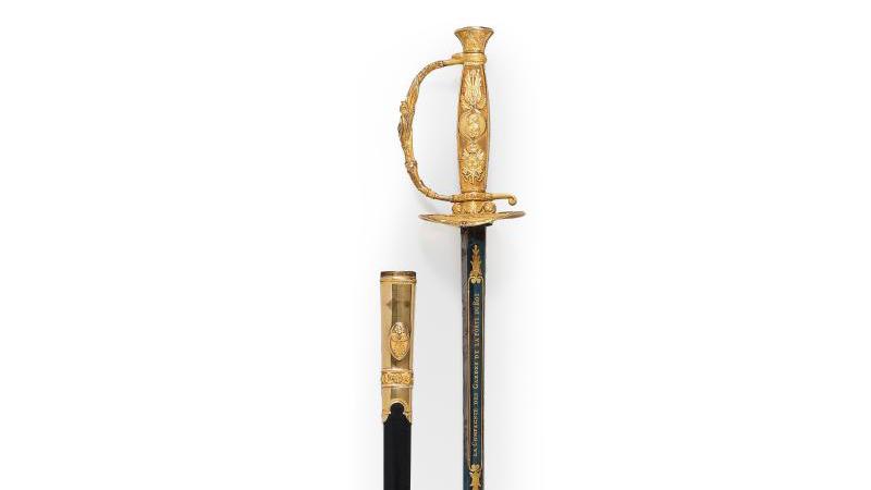 Ceremonial sword, 1815, gold hilt, " tête de bébé 2 " test mark and other marks obliterated,... The Comte de Vergennes' Golden Sword: A Royal Gift