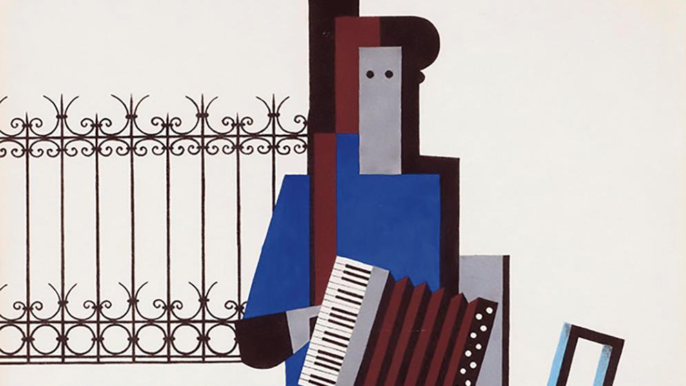 Otto Gustav Carlsund (1897-1948), Musikant med dragspel (Musicien avec accordéon),... Les avant-gardes scandinaves à Stockholm