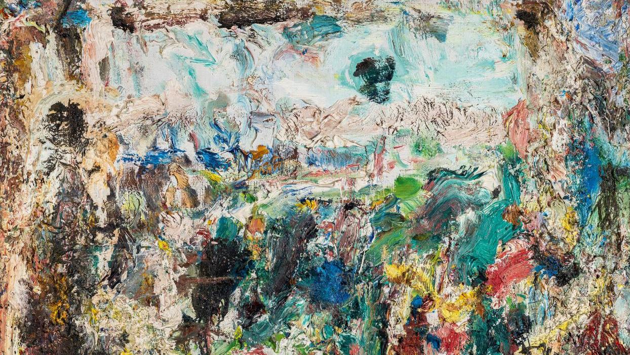 Eugène Leroy (1910-2000), Paysage à la fenêtre, 1976, huile sur toile, signée en... Les Leroy de Gérard Depardieu révèlent un géant de la matière
