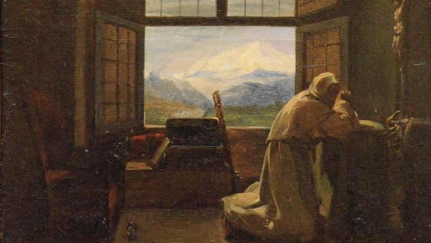 François Marius Granet (1755-1849), Moine en prière, toile, 40 x 32,5 cm. Estimation :... «Le moine» Granet en action