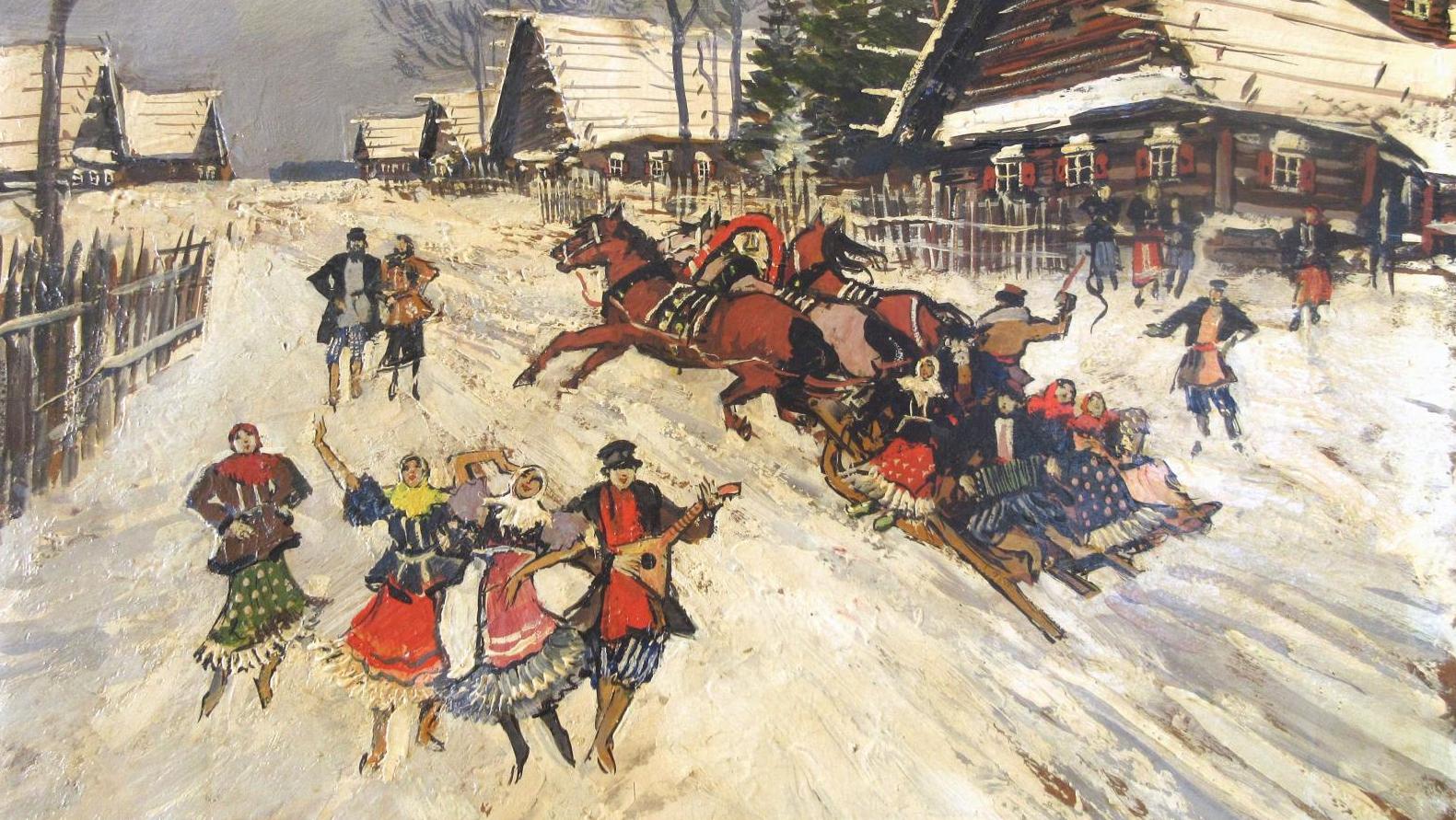 Constantin Alexeïevitch Korovine (1861-1939), La Danse dans la neige, huile sur carton,... La russie de Korovine 
