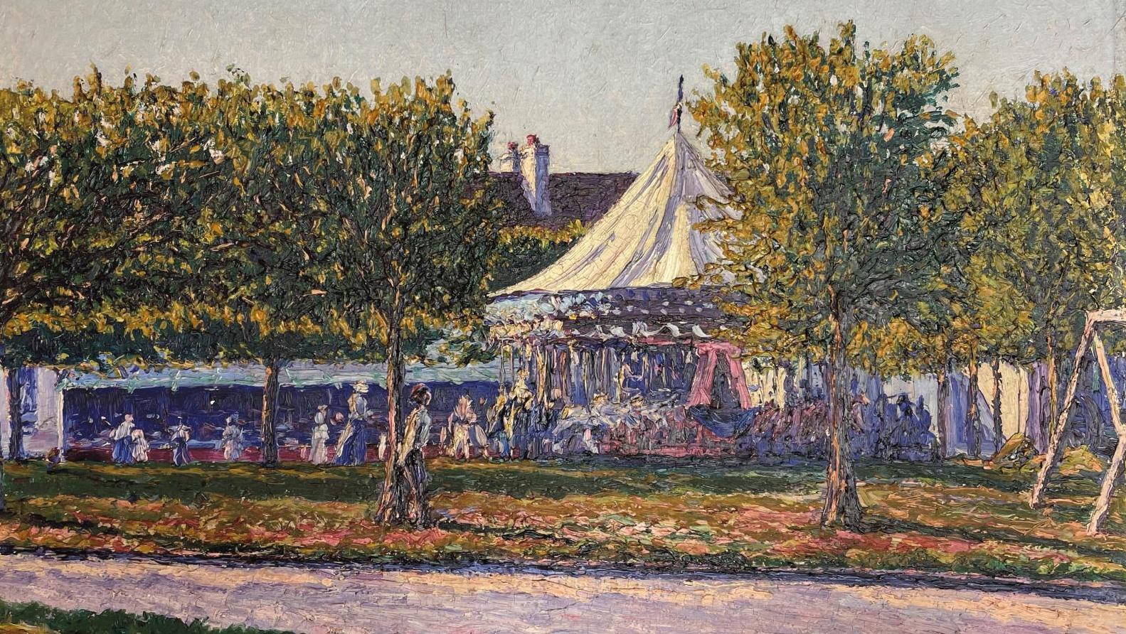 Gustave Cariot (1872-1950), La Fête foraine, 1904, huile sur toile signée et datée,... Gustave Cariot à la fête foraine