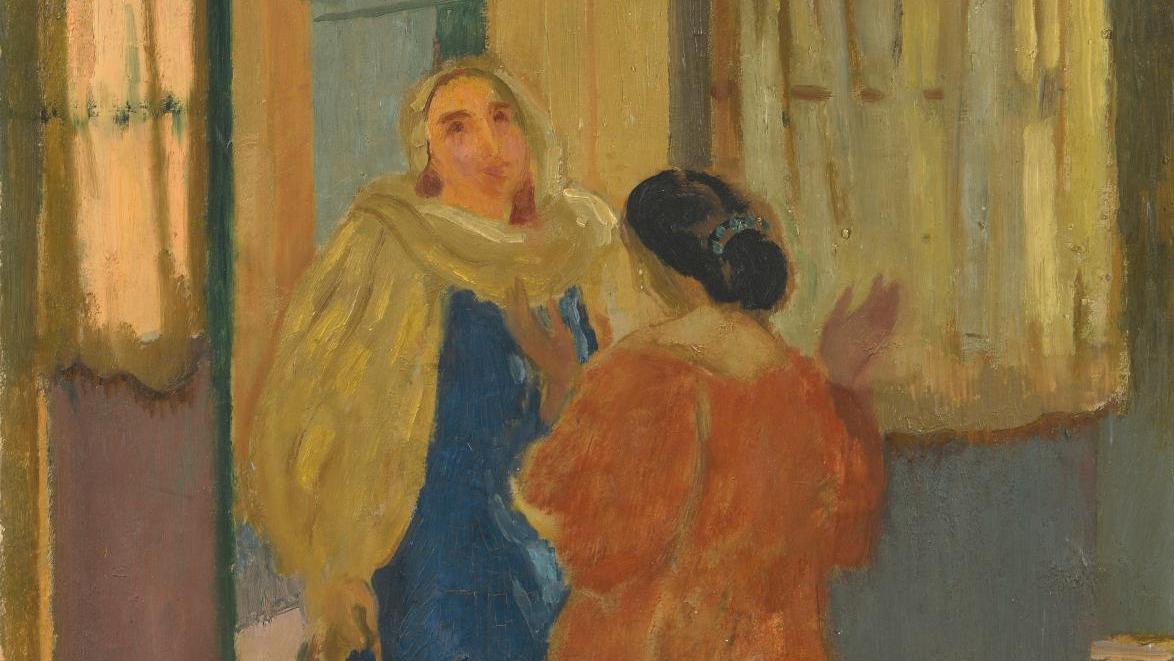 Maurice Denis (1870-1943), Visitation dans l’atelier du Prieuré, vers 1920, huile... Une Visitation peinte par Maurice Denis